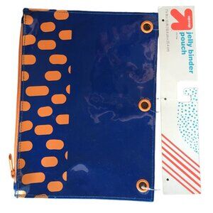 Jelly Binder Pouch Blue with Orange Ovals 10in X 7.25in SC055
